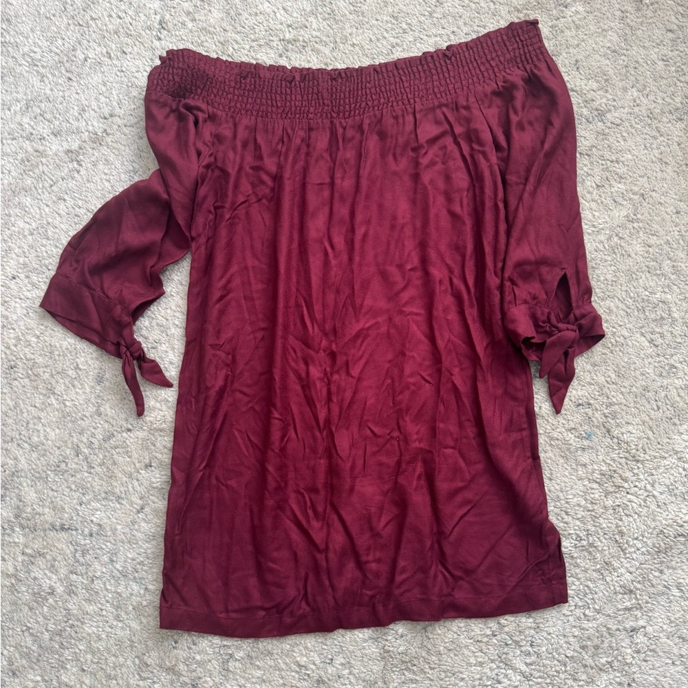 Mud Pie Off-Shoulder Burgundy Blouse
